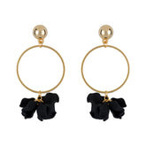 Black Gold Ring Petal Earrings.